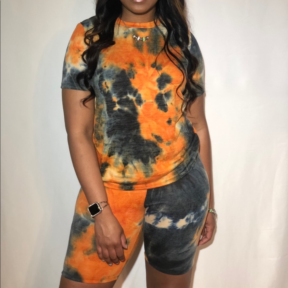 Orange/gray Tie-dye Set